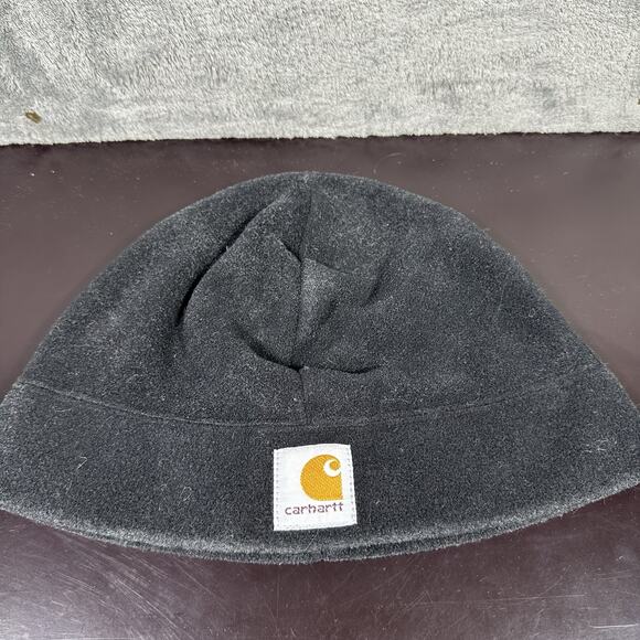Carhartt Skull Cap Beanie One Size Black Fleece Hat Logo Winter Hunting - Picture 1 of 3